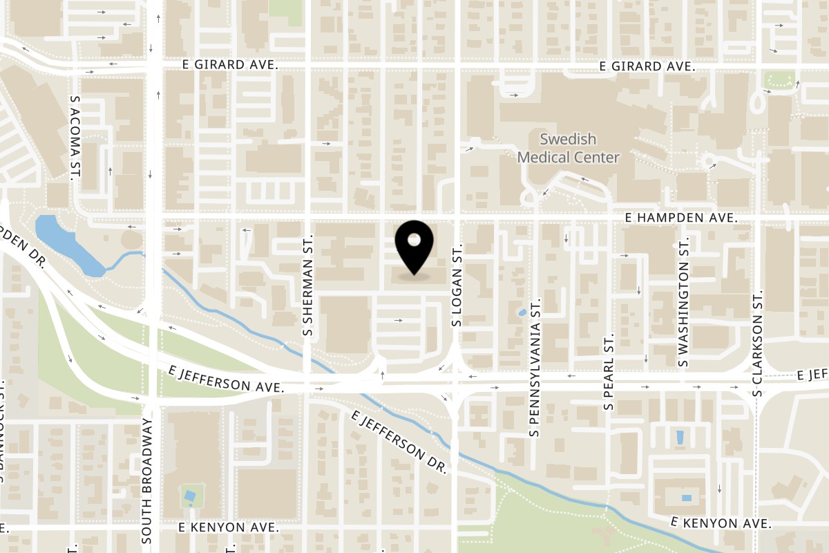 Map showing the location of Max Pizza Englewood on 3531 S Logan St G in Englewood